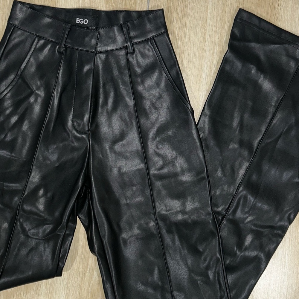 EGO faux leather wide pants